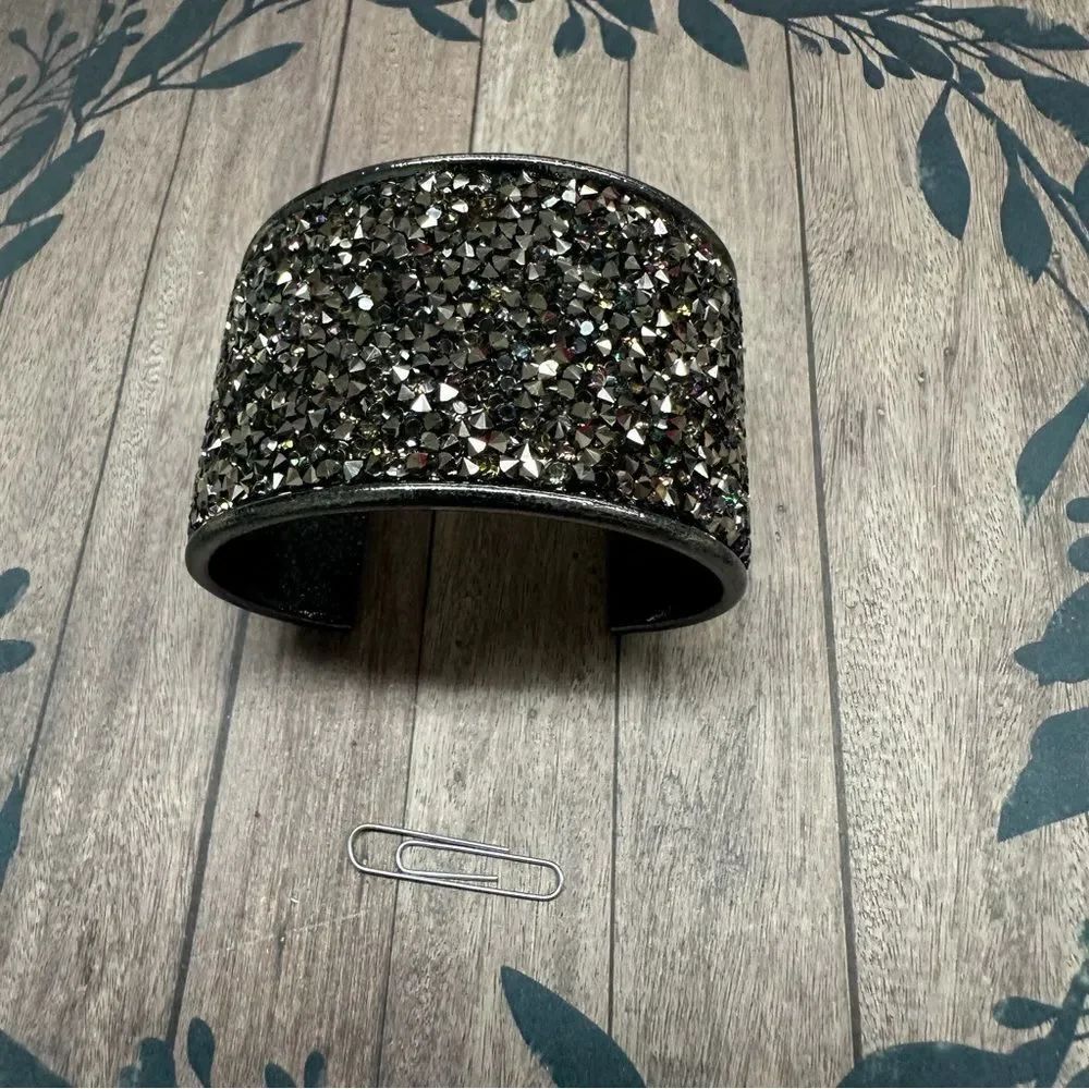 Gunmetal Silver Glitter Cuff Bracelet‎ B8